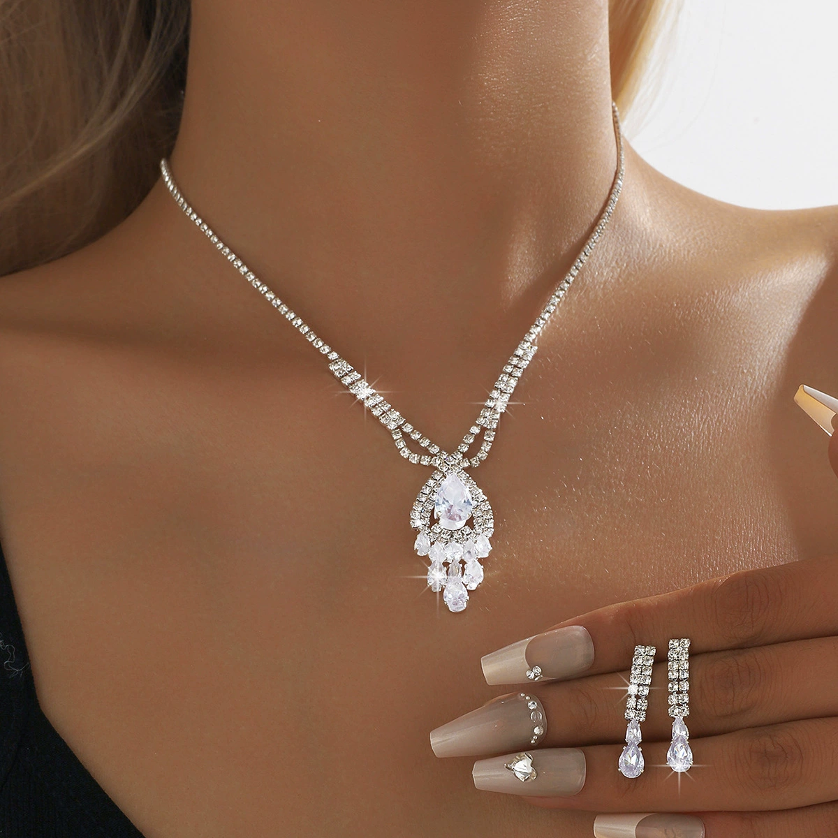 Luxury Lifestyle Gifts - New zirconia stud earrings and necklace